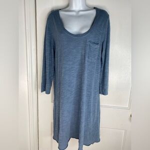 Lilla P Soft Blue Knit V-Neck Midi Dress w Pocket Size Medium